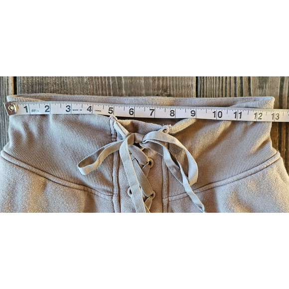 Victorias Secret Womens Jogger Pants Small Tan Lace Up Fleece High Rise Lounge - Picture 7 of 9